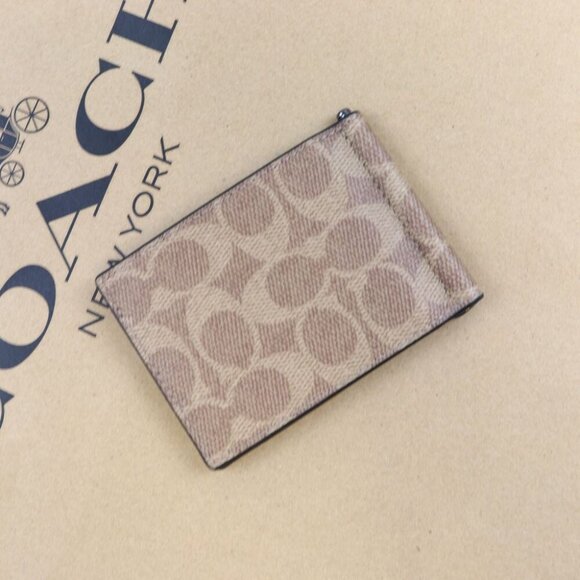 NWT COACH SLIM MONEY CLIP BILLFOLD WALLET IN SIGNATURE CANVAS CY059 QBNRX - Picture 2 of 5
